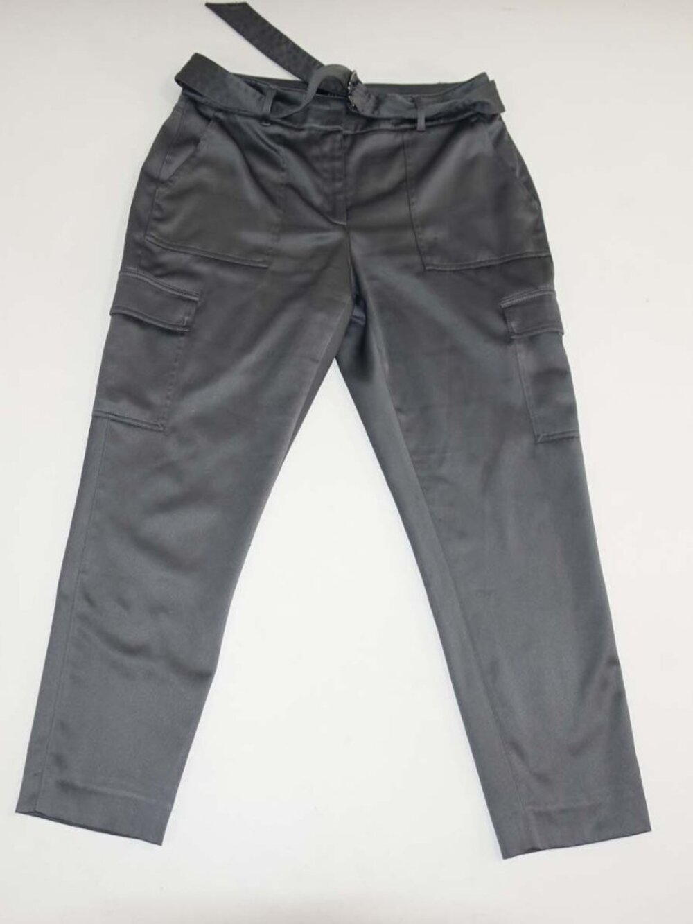 White House Black Market Women's Slim Ankle Cargo Pants Size 8 Gray High Rise